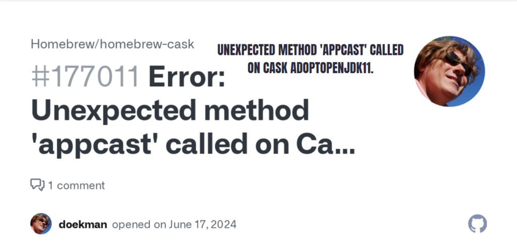 unexpected method 'appcast' called on cask adoptopenjdk11.