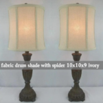 Fabric Drum Shade with Spider 10x10x9 Ivory